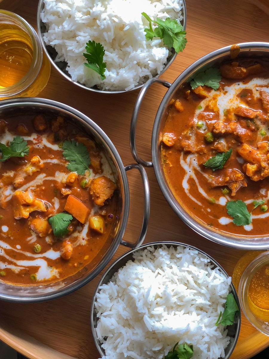 Fresh curry served with rice